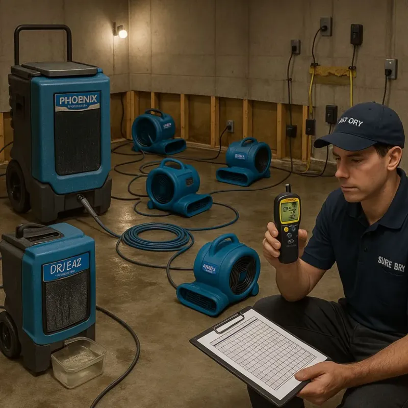 Structural Drying and Dehumidification process in Wales, WI
